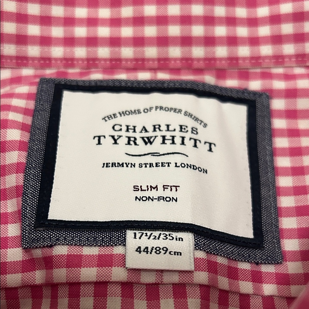 Charles Tyrwhitt Shirt Men’s Red Checkered Dress Button Down - Picture 9 of 14